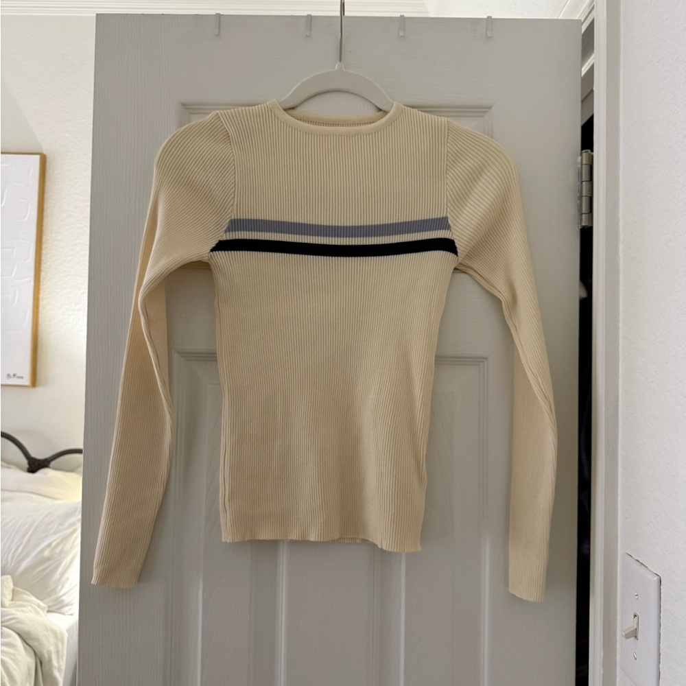 Cream Ribbed Women's Sweater